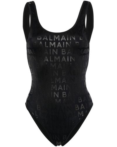 Balmain Logo-print Swimsuit - Black