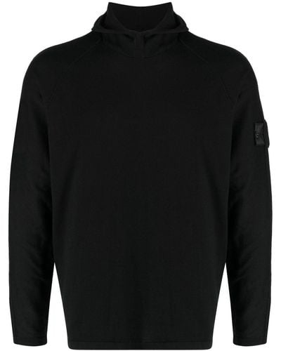 Stone Island Shadow Project Compass-patch Cotton Hoodie - Black