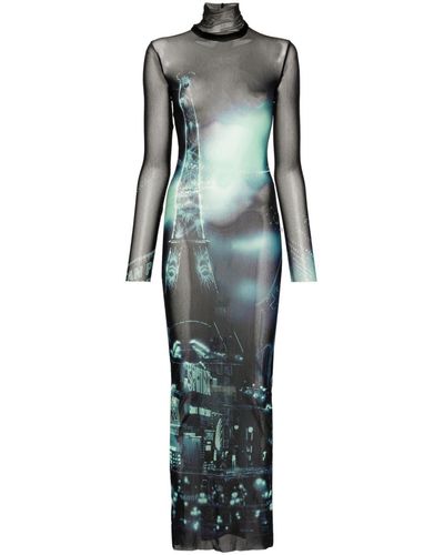 Jean Paul Gaultier Kleid in Netzoptik - Grün