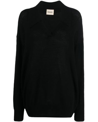 Khaite Elsia Collared Cashmere Sweater - Black