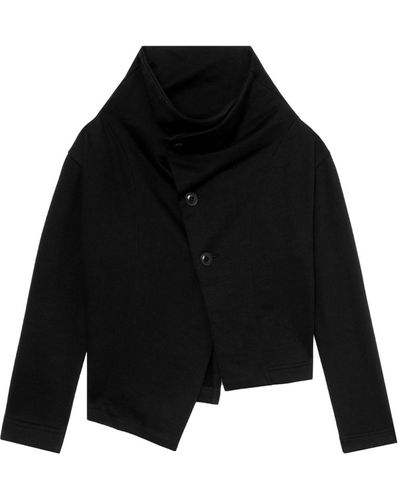 Y's Yohji Yamamoto Asymmetric Mock-neck Blazer - Black