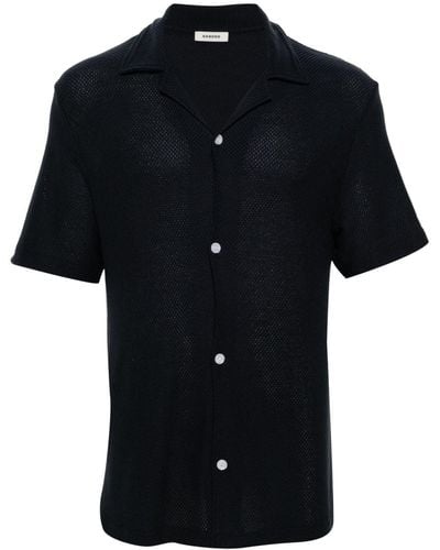 Sandro Camp-collar Ribbed-knit Shirt - Black