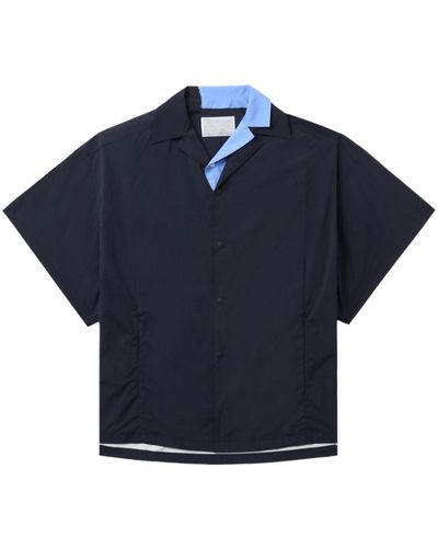 Kolor コントラストカラー レイヤードシャツ - ブルー