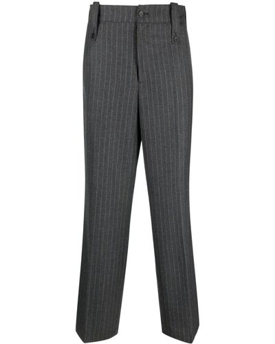 Paura Stripe-print Straight-leg Pants - Grey