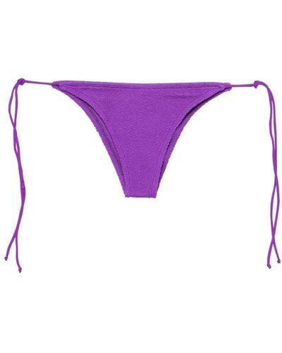 Mc2 Saint Barth Marielle Shirred Bikini Bottom - Purple