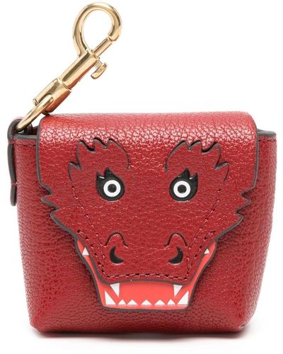 Anya Hindmarch Dragon Leather Earphones Pouch - Red