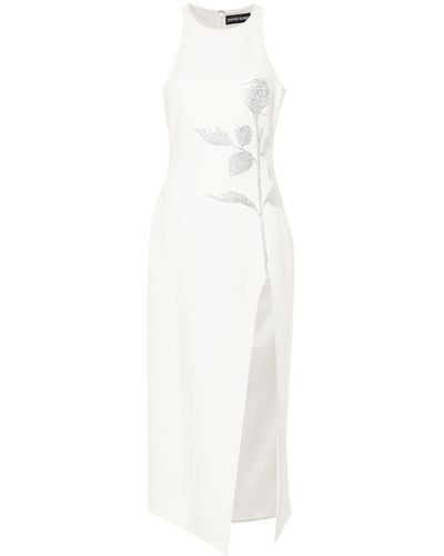 David Koma Rhinestone-embellished cady dress - Weiß