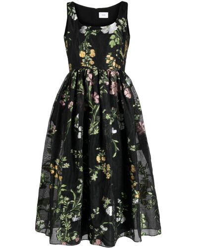 Erdem Midi-jurk Met Bloemenjacquard - Zwart