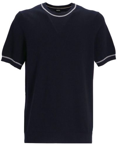 BOSS ストライプディテール Tシャツ - ブルー