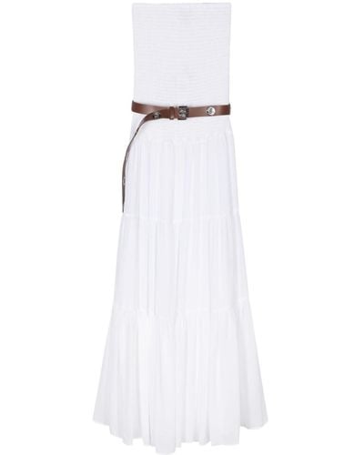 MICHAEL Michael Kors Smocked Belted Maxi Dress - White