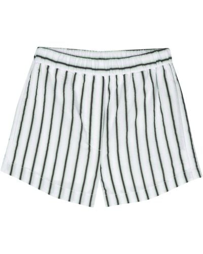 Tela Shorts a righe con vita elasticizzata - Bianco