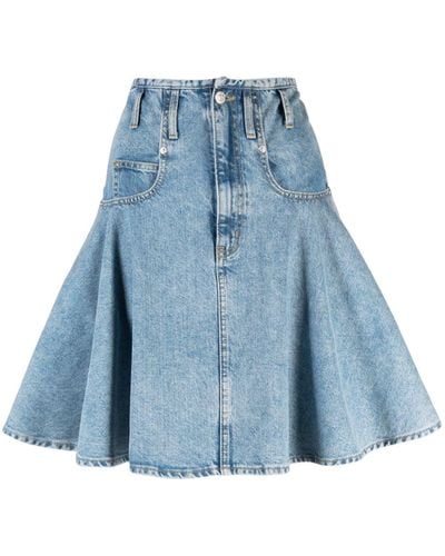 Moschino Jeans High-waisted Flared Denim Skirt - Blue