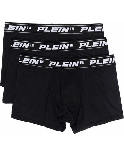 Philipp Plein Lot de 3 boxers à bande logo - Noir
