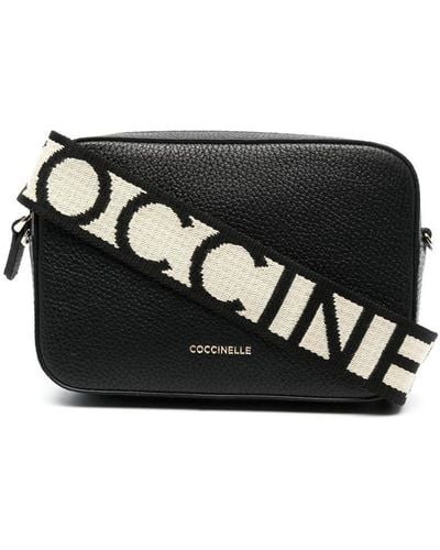 Coccinelle Bolso satchel con placa del logo - Negro