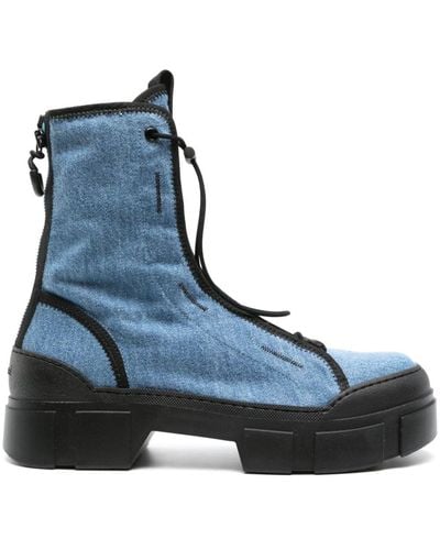 Vic Matié toggle-fastening Denim Ankle Boots - Blue