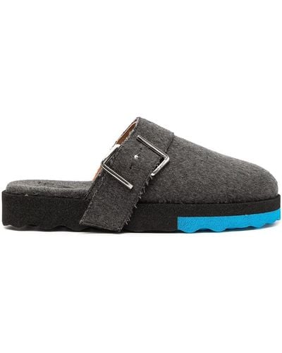 Off-White c/o Virgil Abloh Buckle-detail Felted Slippers - Gray