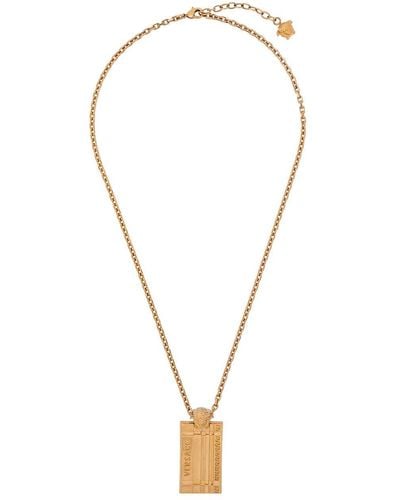 Versace Logo Dog Tag Necklace - Metallic
