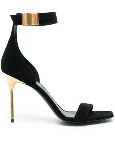 Balmain Suede Sandals With 110 Mm Strap - Black