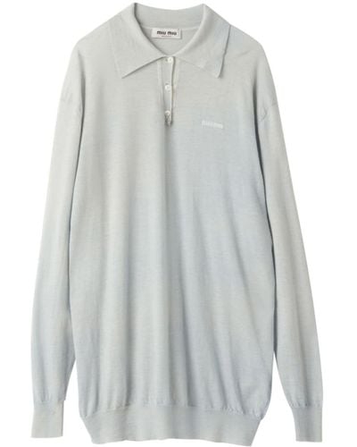 Miu Miu Polo-collar Cashmere Jumper - Grey