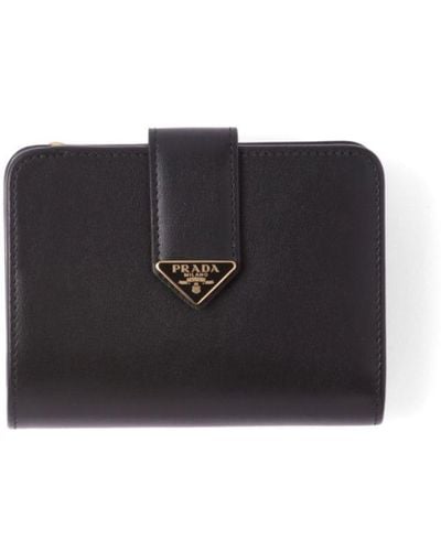 Prada Triangle-logo Leather Bi-fold Wallet - Black