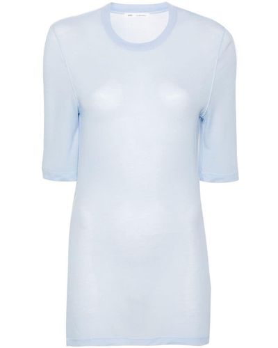 Ami Paris Semi-transparentes T-Shirt - Blau