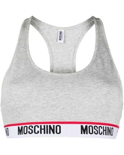 Moschino Logo-tape Sports Bra - Gray