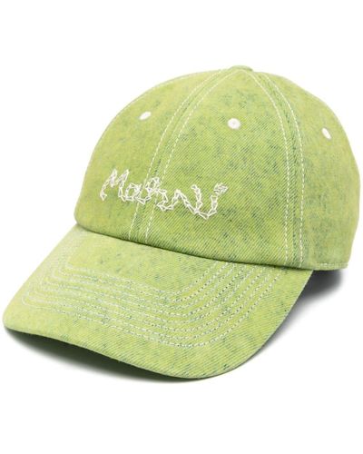 Marni Logo-embroidered Denim Hat - Green