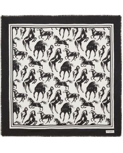 Balmain Horse-print Silk Scarf - Black