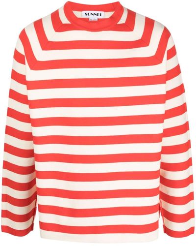 Sunnei Striped Cotton Sweatshirt - Red