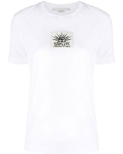 Stella McCartney T-shirt en coton à patch logo - Blanc