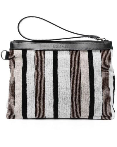 Missoni Logo-debossed striped wash bag - Nero
