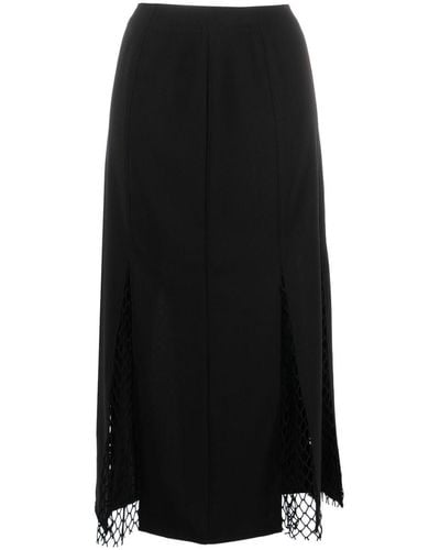 Calvin Klein Falda midi con paneles de malla - Negro