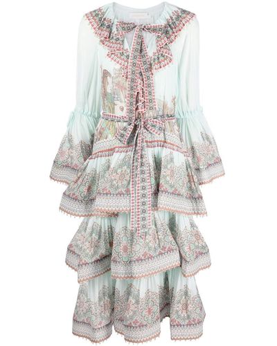 Zimmermann Midi-jurk Met Bloemenprint - Wit