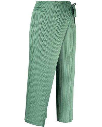 Pleats Please Issey Miyake Pantalon ample à design plissé - Vert