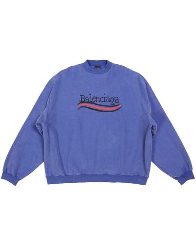 Balenciaga Logo-print Long-sleeve Sweatshirt - Blue