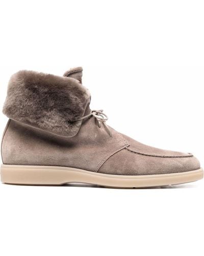 Santoni Shearling-lined Ankle Boots - Natural