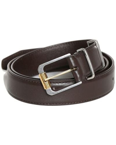 The Row Logo-stamp leather belt - Braun