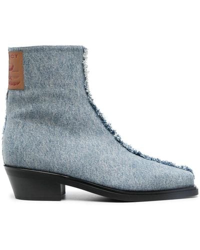 Y. Project Denim Ankle Boots - Blue