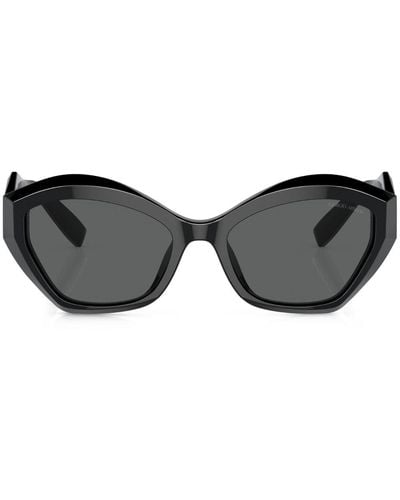 Giorgio Armani Logo-plaque Tinted-lenses Sunglasses - Black
