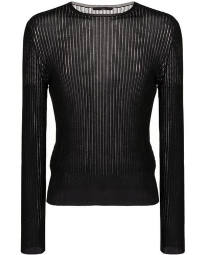 SAPIO Semi-sheered Long-sleeve T-shirt - Black