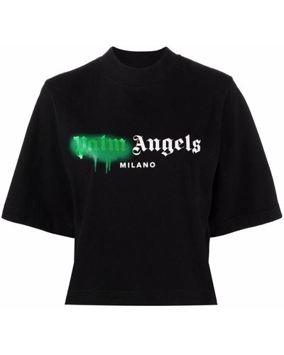 Palm Angels T-shirt Milano con logo effetto spray - Nero