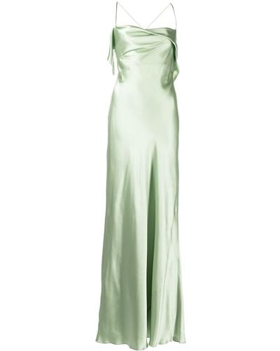 Michelle Mason Bias-cut Cowl Neck Gown - Green