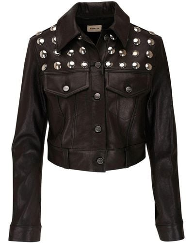 Khaite Eyelet-detailed Leather Jacket - Black