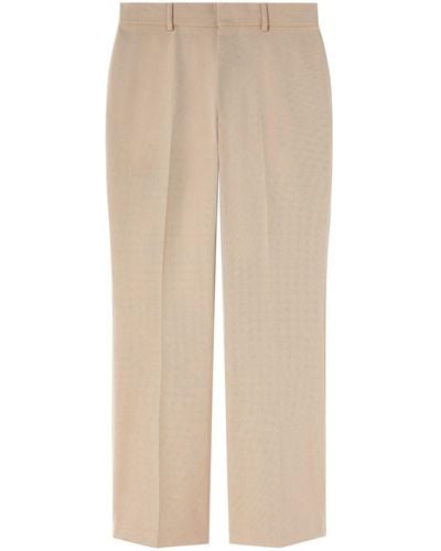 Palm Angels Retro Flare Cotton Trousers - Natural