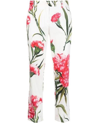 Dolce & Gabbana Pantalones capri con estampado floral - Blanco