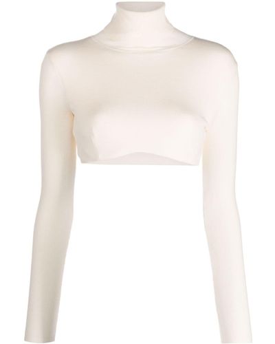 Elisabetta Franchi Cropped-Oberteil mit Rollkragen - Weiß