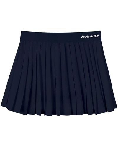 Sporty & Rich Logo-print Pleated Skirt - Blue