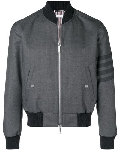 Thom Browne 4-bar Ribbed Knit Blouson Jacket - Grey