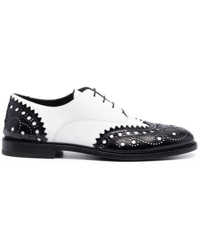 Moschino Chaussures oxford en cuir à perforations - Blanc