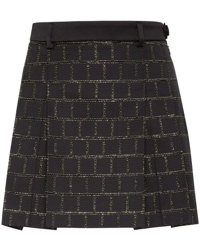 Philipp Plein Sartorial Pleated Jacquard Miniskirt - Black